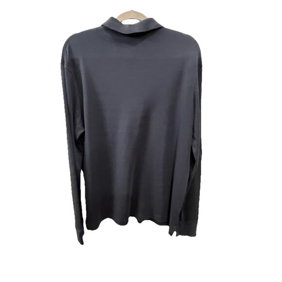 Lot of 2 Lands' End Supima Cotton Long Sleeve Polo Men’s Size Large Black White - Picture 3 of 11